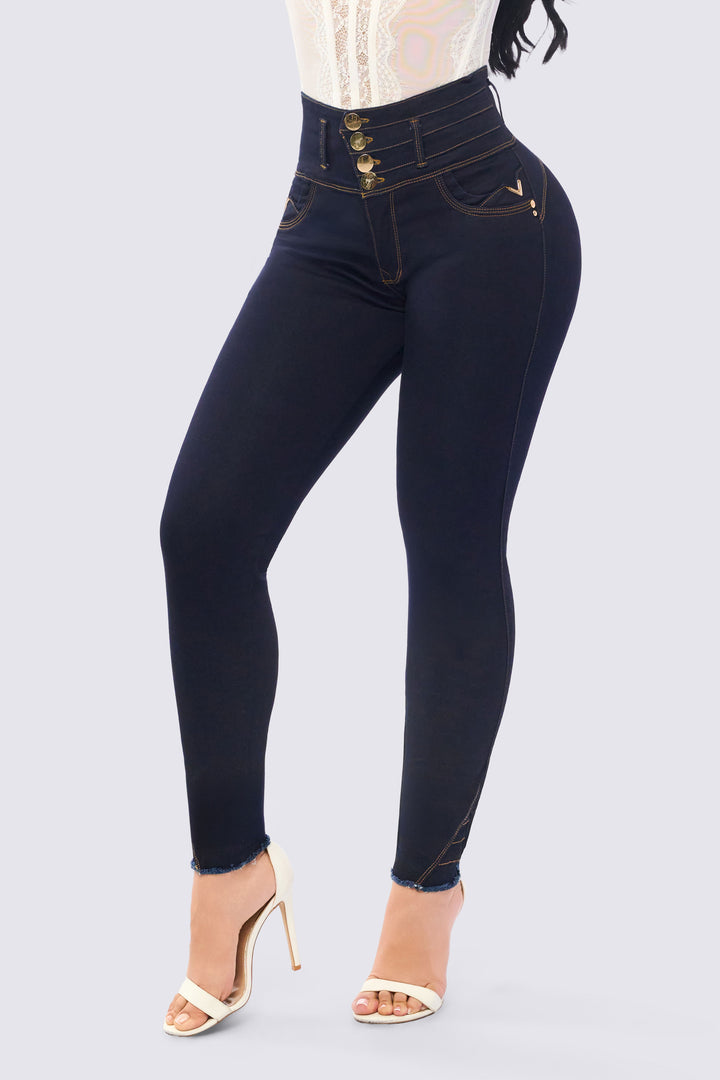 SKINNY JEAN AZUL OSCURO CON TIRO ALTO 7123