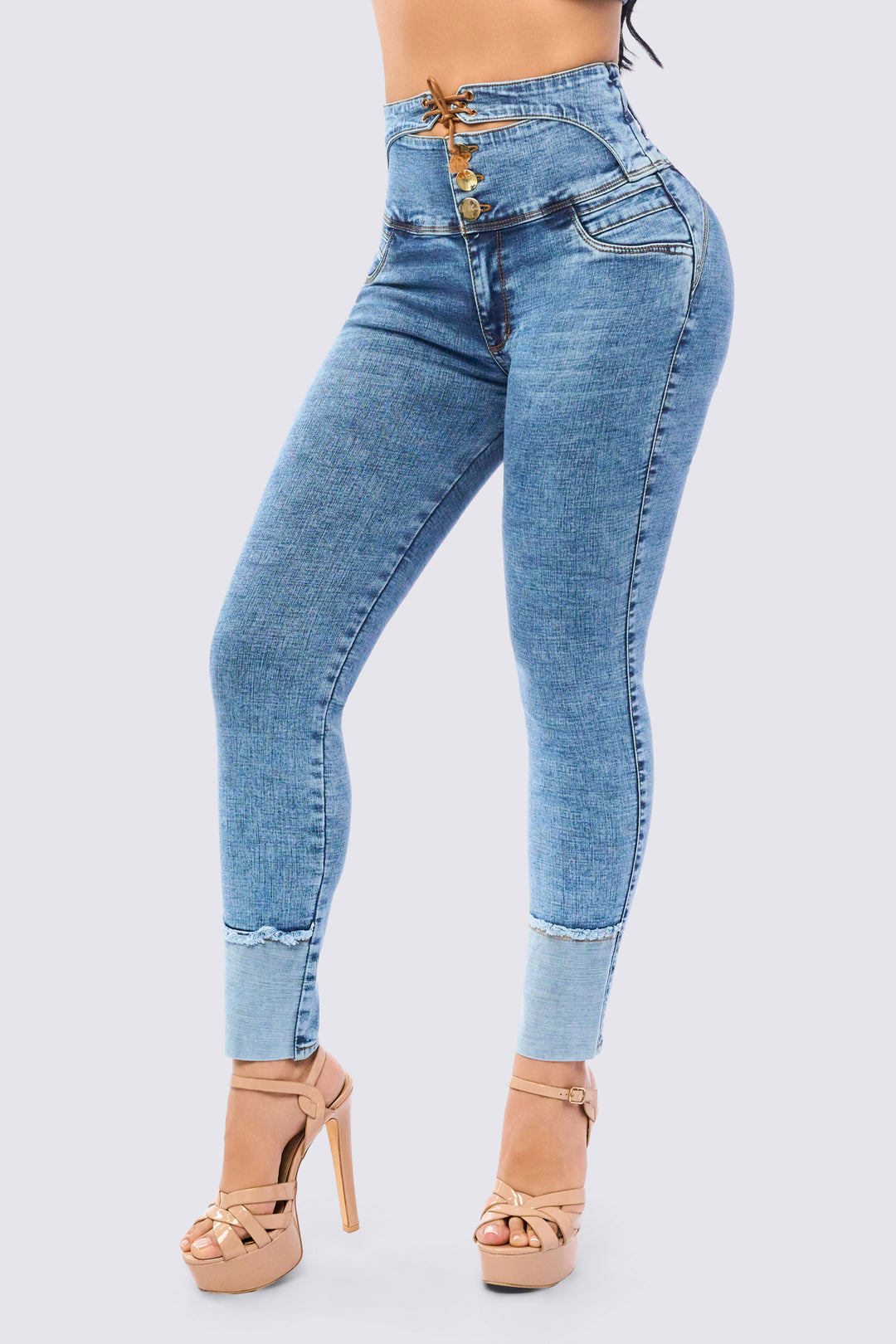 SKINNY JEAN PRETINA ALTA ESTILO CORSET 7119