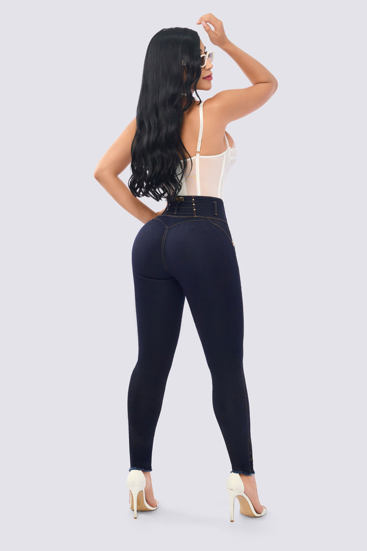 SKINNY JEAN AZUL OSCURO CON TIRO ALTO 7123
