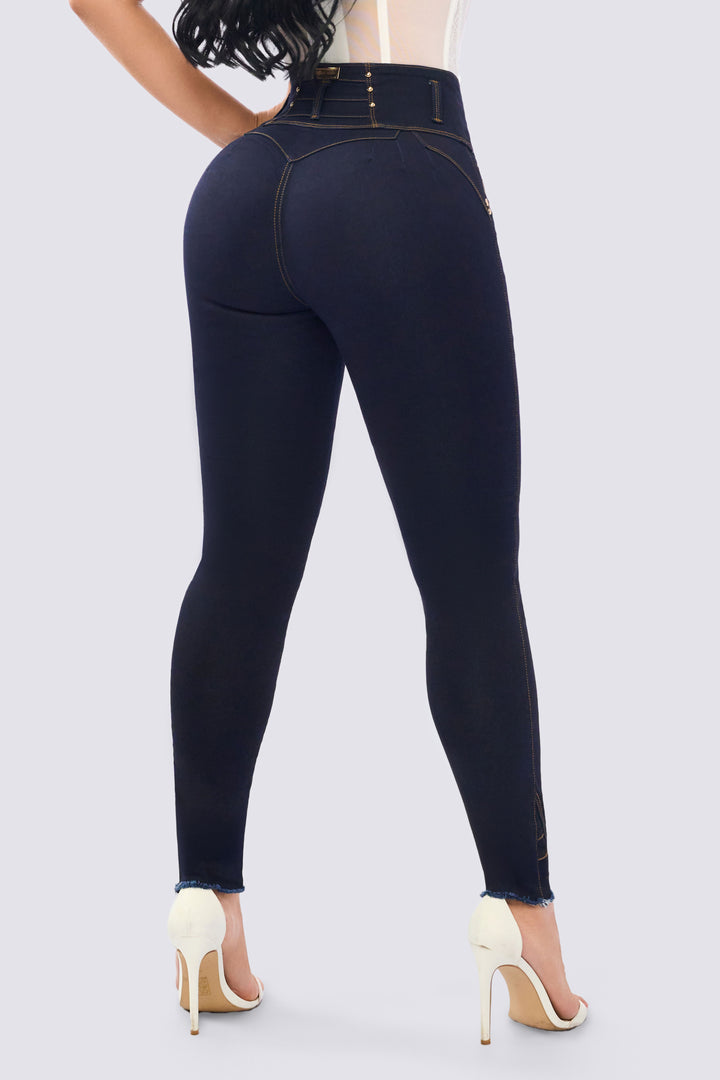 SKINNY JEAN AZUL OSCURO CON TIRO ALTO 7123