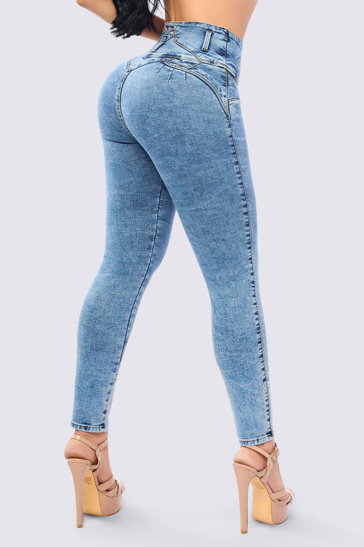SKINNY JEAN PRETINA ALTA ESTILO CORSET 7119