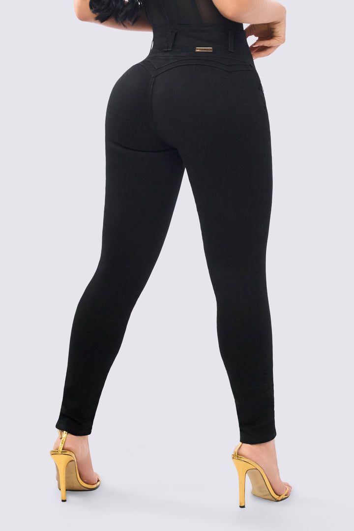 SKINNY JEANS TIRO ALTO  LEVANTA COLA NEGRO 7120