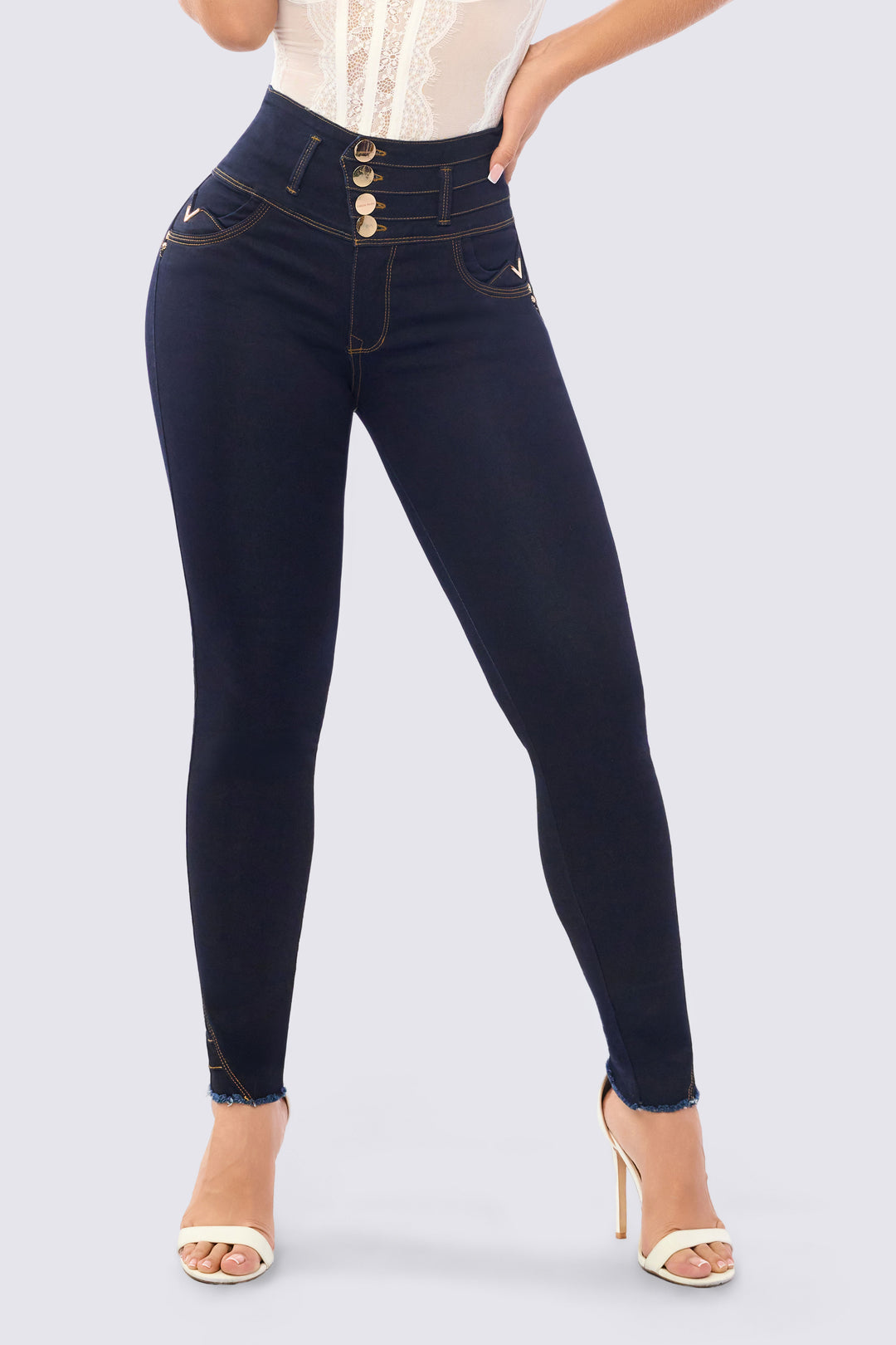 SKINNY JEAN AZUL OSCURO CON TIRO ALTO 7123
