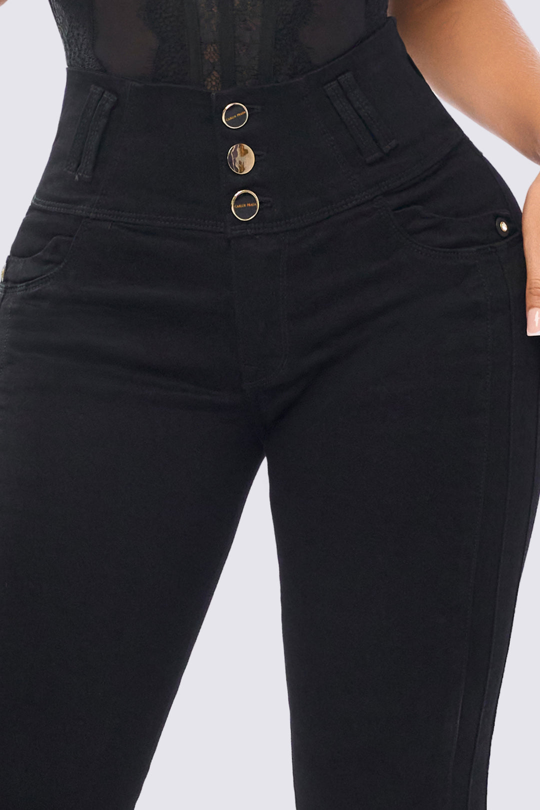 SKINNY JEANS TIRO ALTO  LEVANTA COLA NEGRO 7120