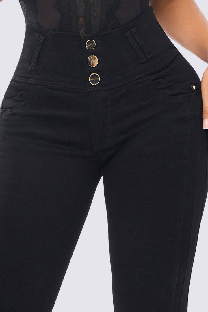 SKINNY JEANS TIRO ALTO  LEVANTA COLA NEGRO 7120