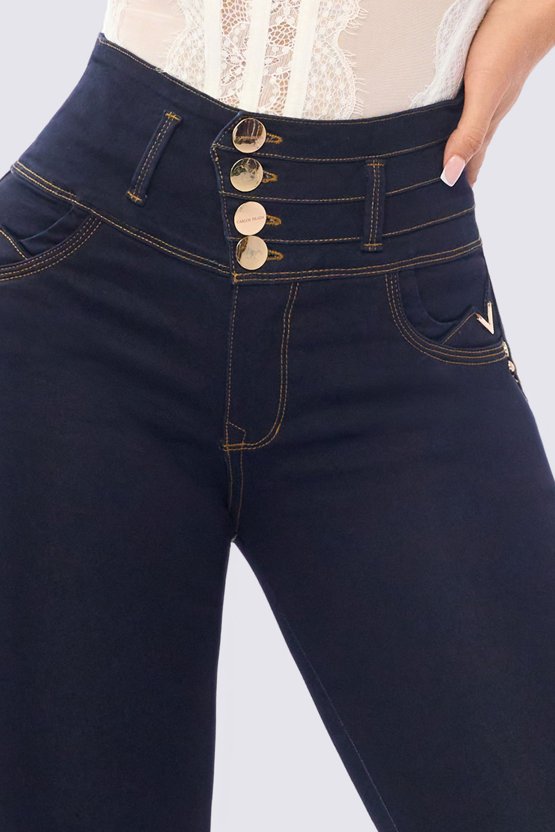 SKINNY JEAN AZUL OSCURO CON TIRO ALTO 7123