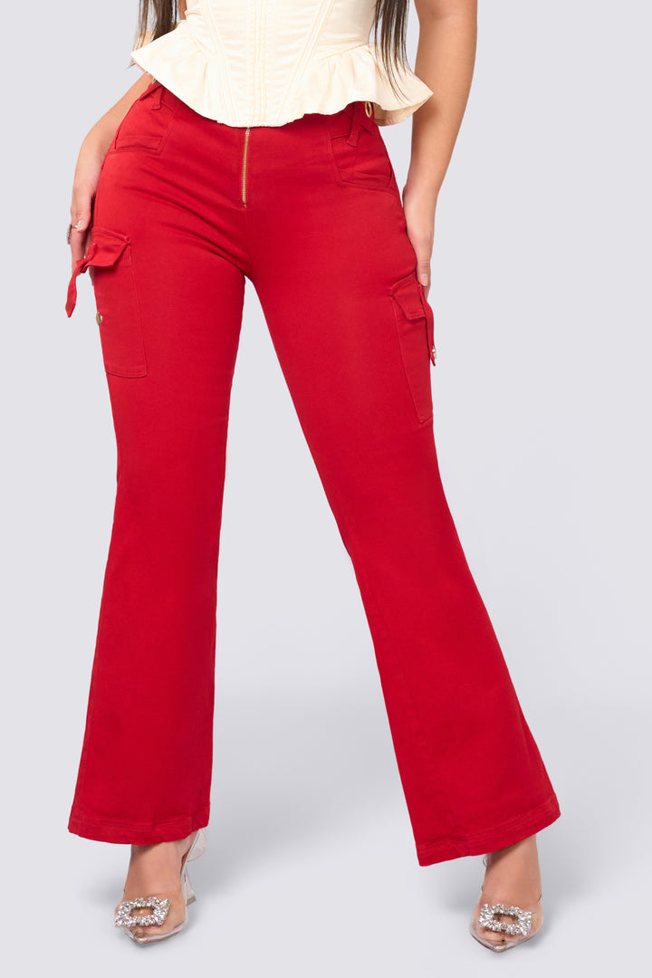 PANTALÓN ROJO  BOTA CAMPANA 7050