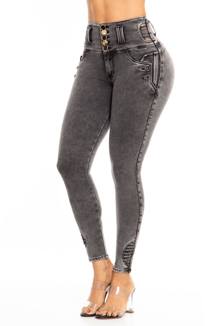 Jeans Levanta Cola Gris 6961