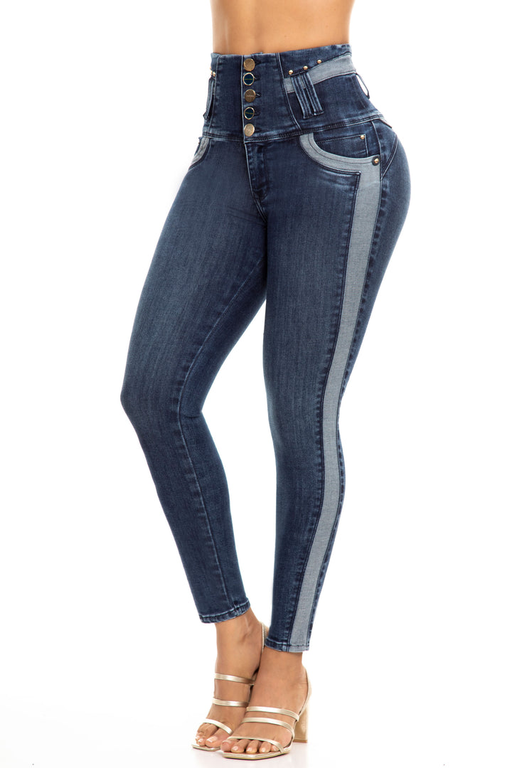 SKINNY JEANS LEVANTA COLA AZUL AAMDAZ01024-43