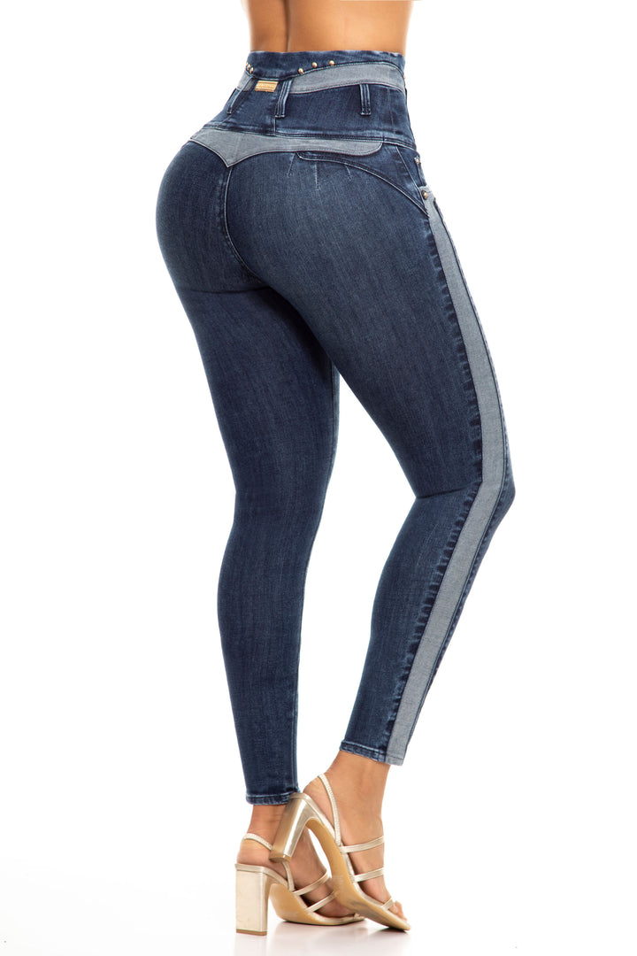 SKINNY JEANS LEVANTA COLA AZUL AAMDAZ01024-43