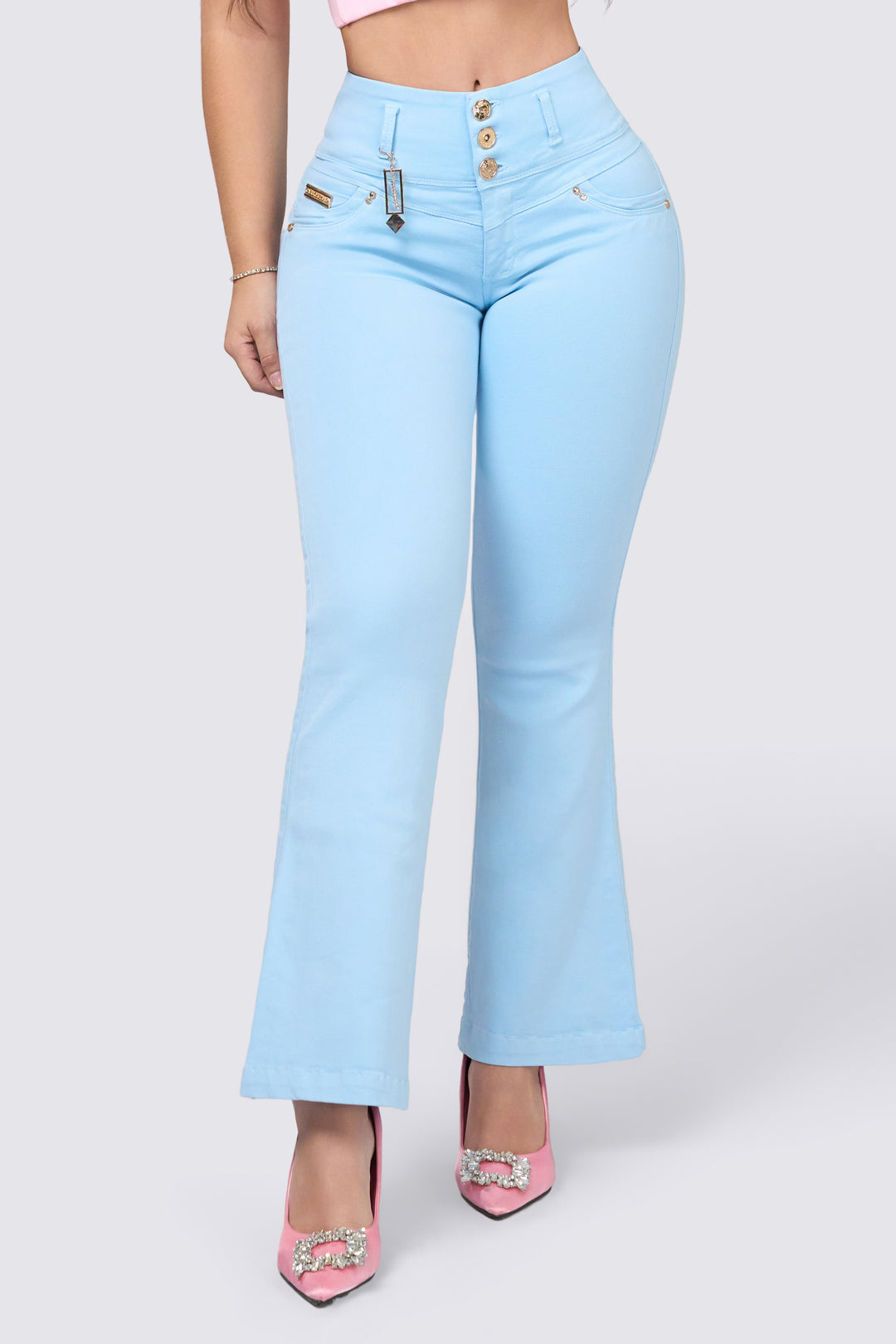 JEANS BOTA CAMPANA AZUL CELESTE 6833