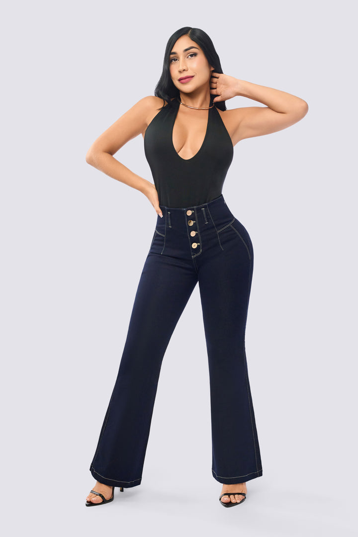 PANTALÓN BOTA CAMPANA AZUL OSCURO 6850