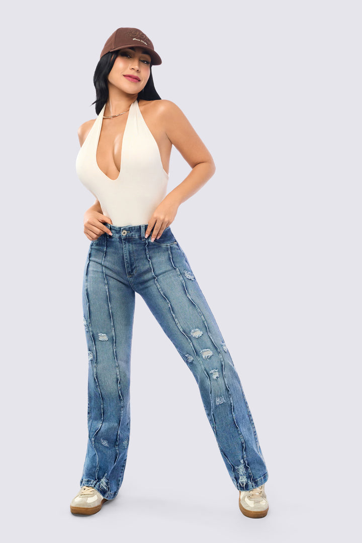 JEAN COSTURAS EXTERNAS EN RELIEVE 7102
