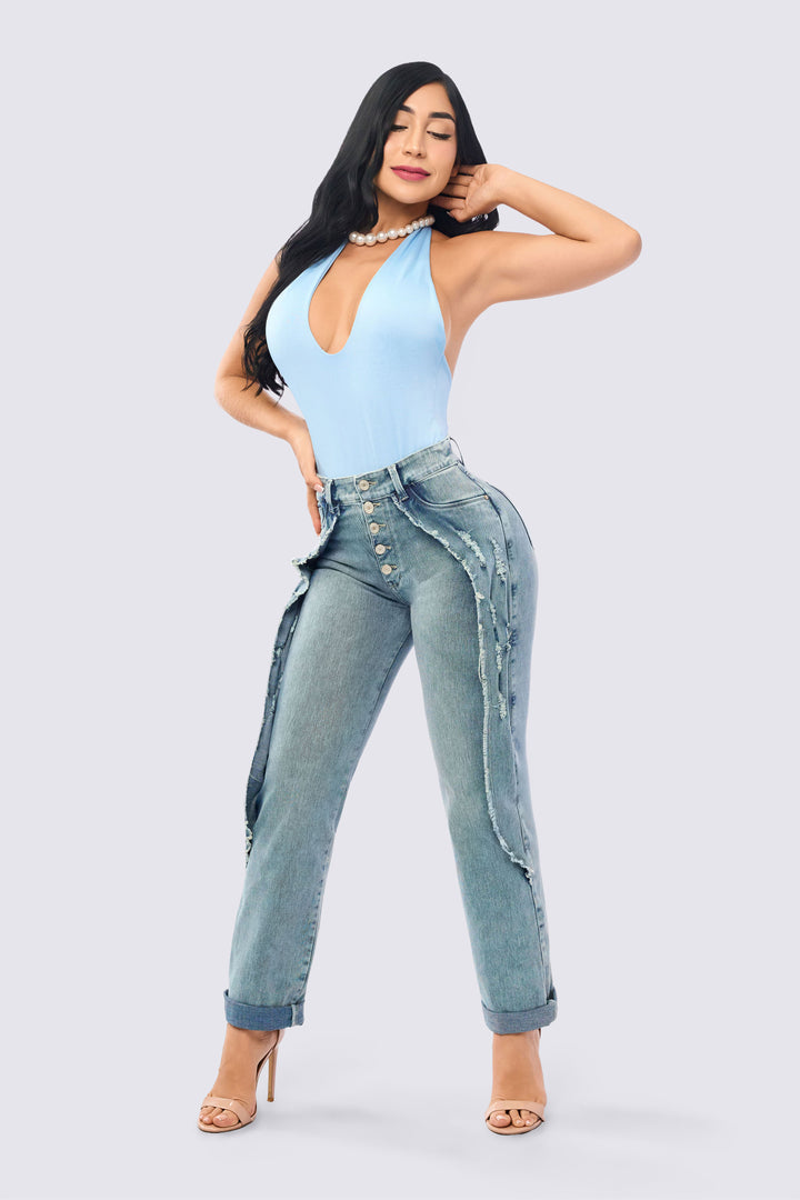 JEAN FLECOS LATERALES AZUL CLARO 7066-N