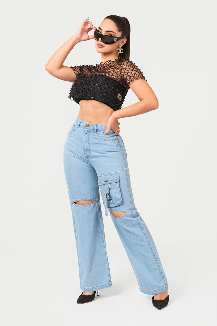 JEAN WIDE LEG AZUL CLARO 7028