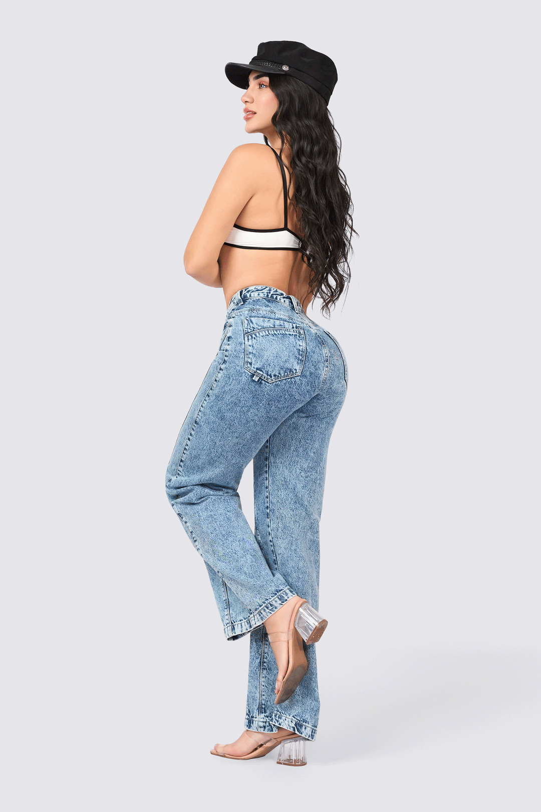 JEAN WIDE LEG ACID WASH 7083