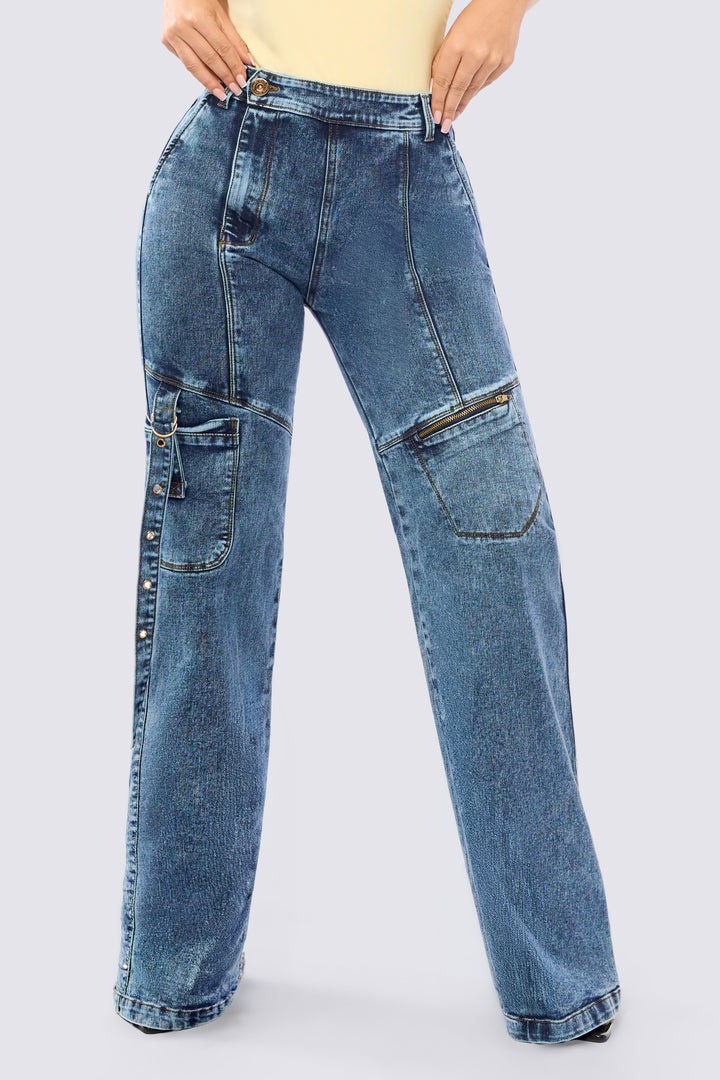 JEAN WIDE LEG TIRO ALTO Y BOTA AMPLIA 7084-N