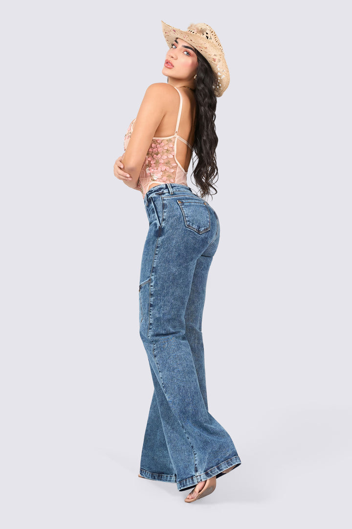 JEAN WIDE LEG BOLSILLOS FRONTALES 7084-N