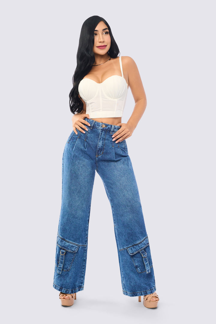 PANTALÓN BOTA RECTA AZUL MEDIO 7024