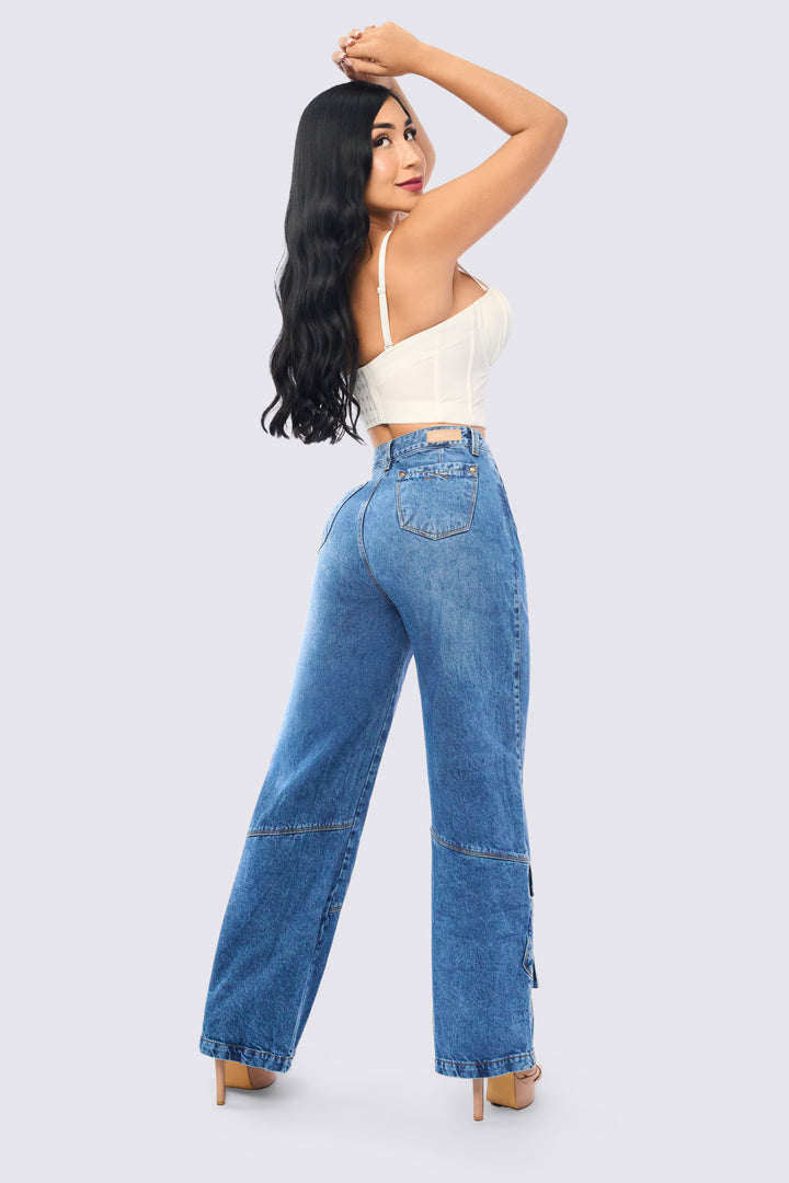 PANTALÓN BOTA RECTA AZUL MEDIO 7024
