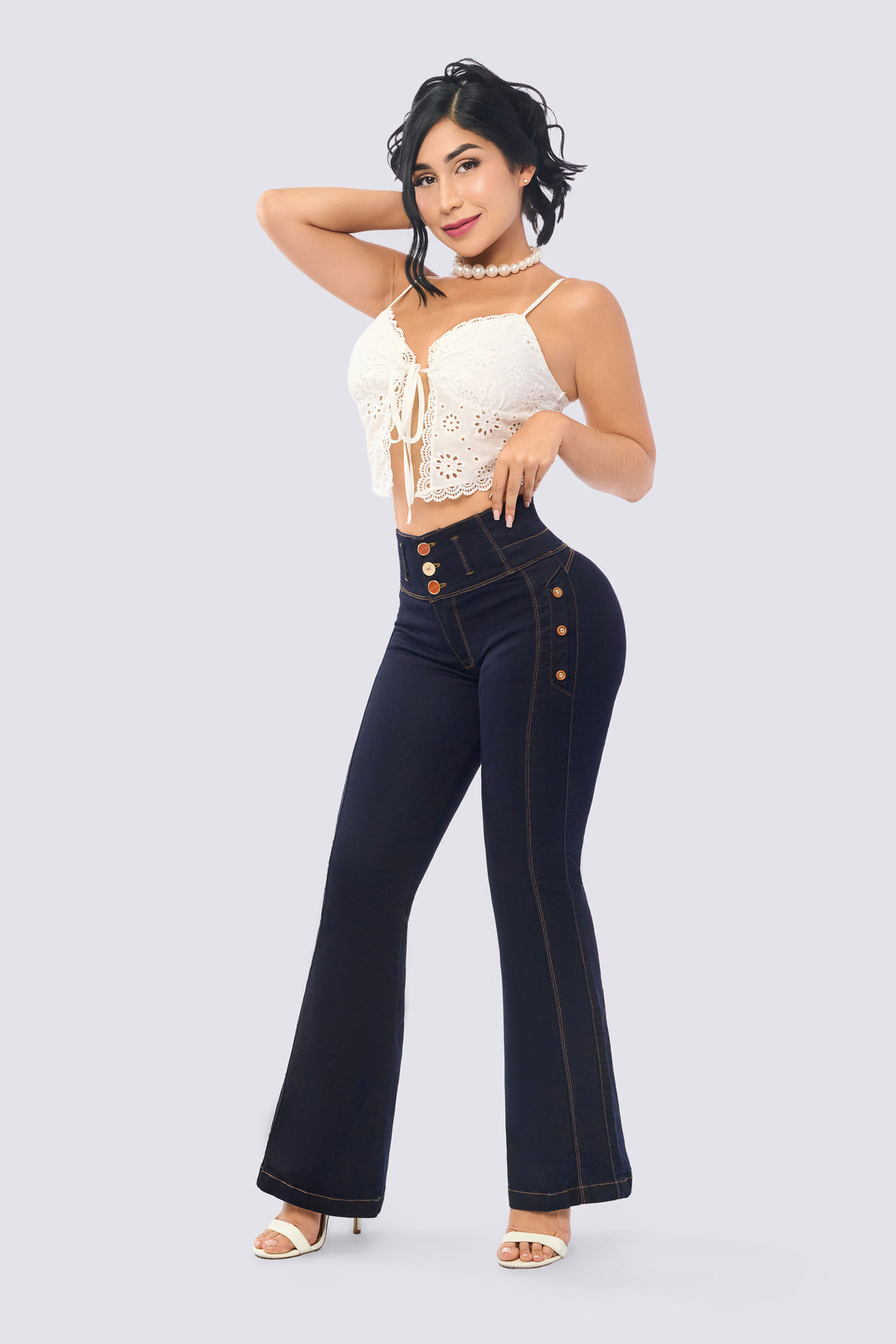 PANTALÓN BOTA CAMPANA AJUSTE EN CINTURA 7115