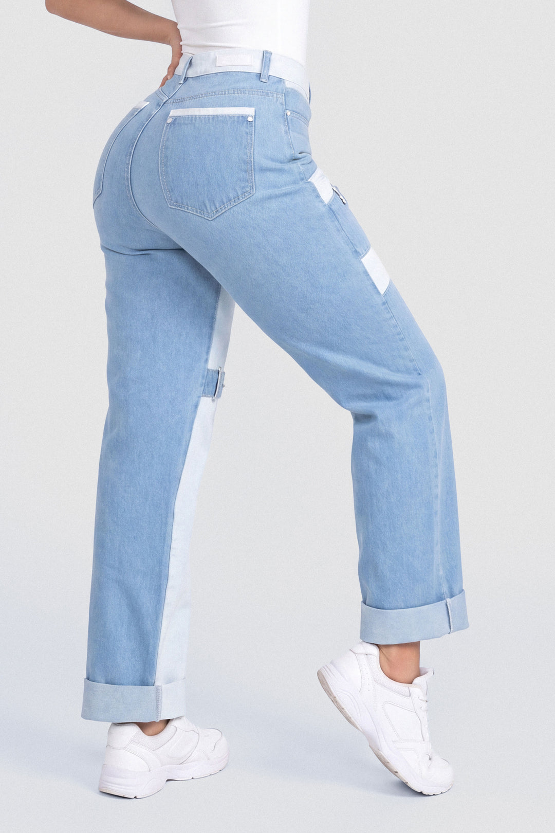 PANTALÓN BOTA RECTA COMBINADO 7068-N