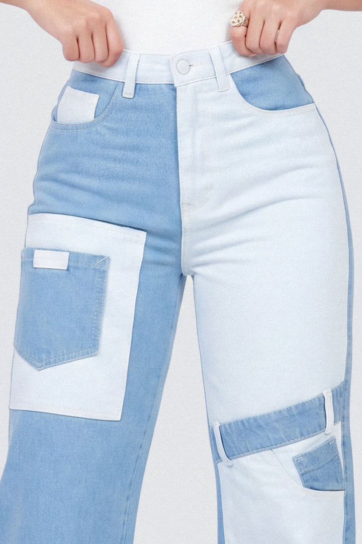 PANTALÓN BOTA RECTA COMBINADO 7068-N