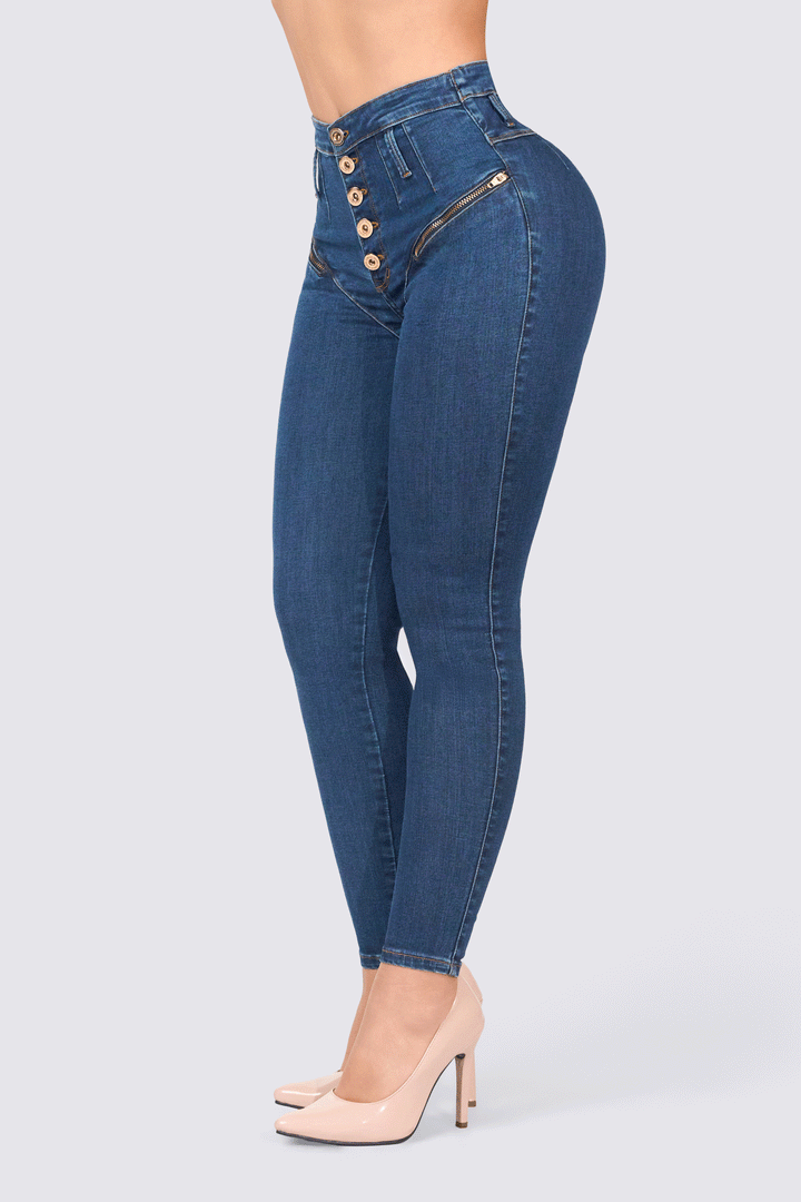 PANTALÓN LEVANTA COLA  Y CREMALLERAS DIAGONALES 7100
