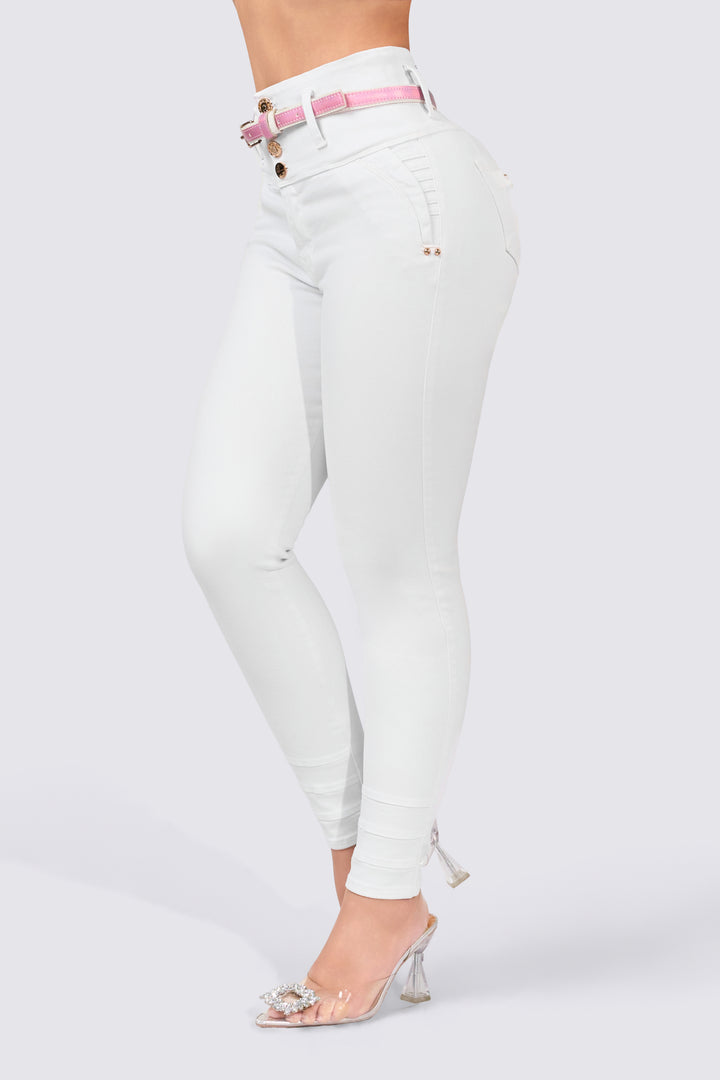 SKINNY JEANS BLANCO TIRO ALTO 7095