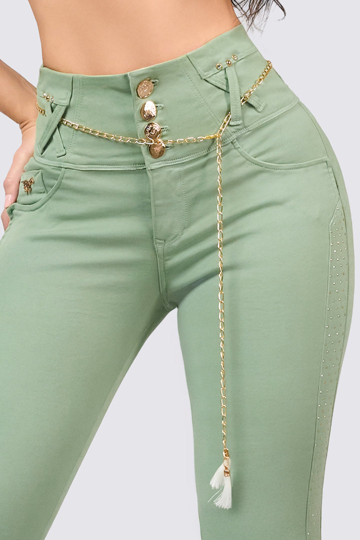 SKINNY JEANS VERDE PUSH UP 7092