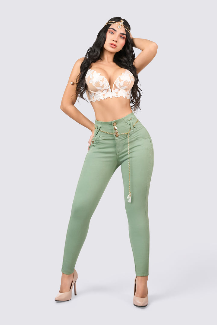 SKINNY JEANS VERDE PUSH UP 7092