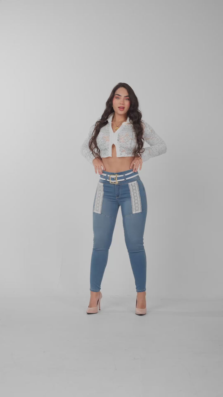 SKINNY JEANS CON ENCAJE 7045-N