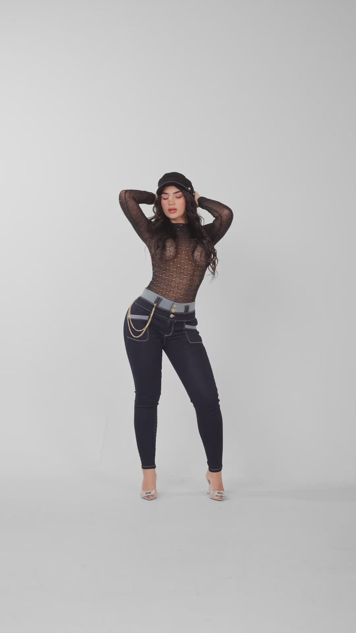 SKINNY JEANS COMBINADO 7101