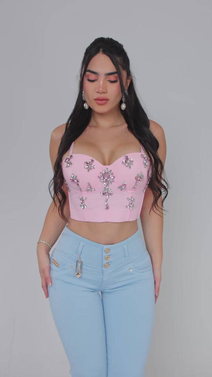 JEANS BOTA CAMPANA AZUL CELESTE 6833