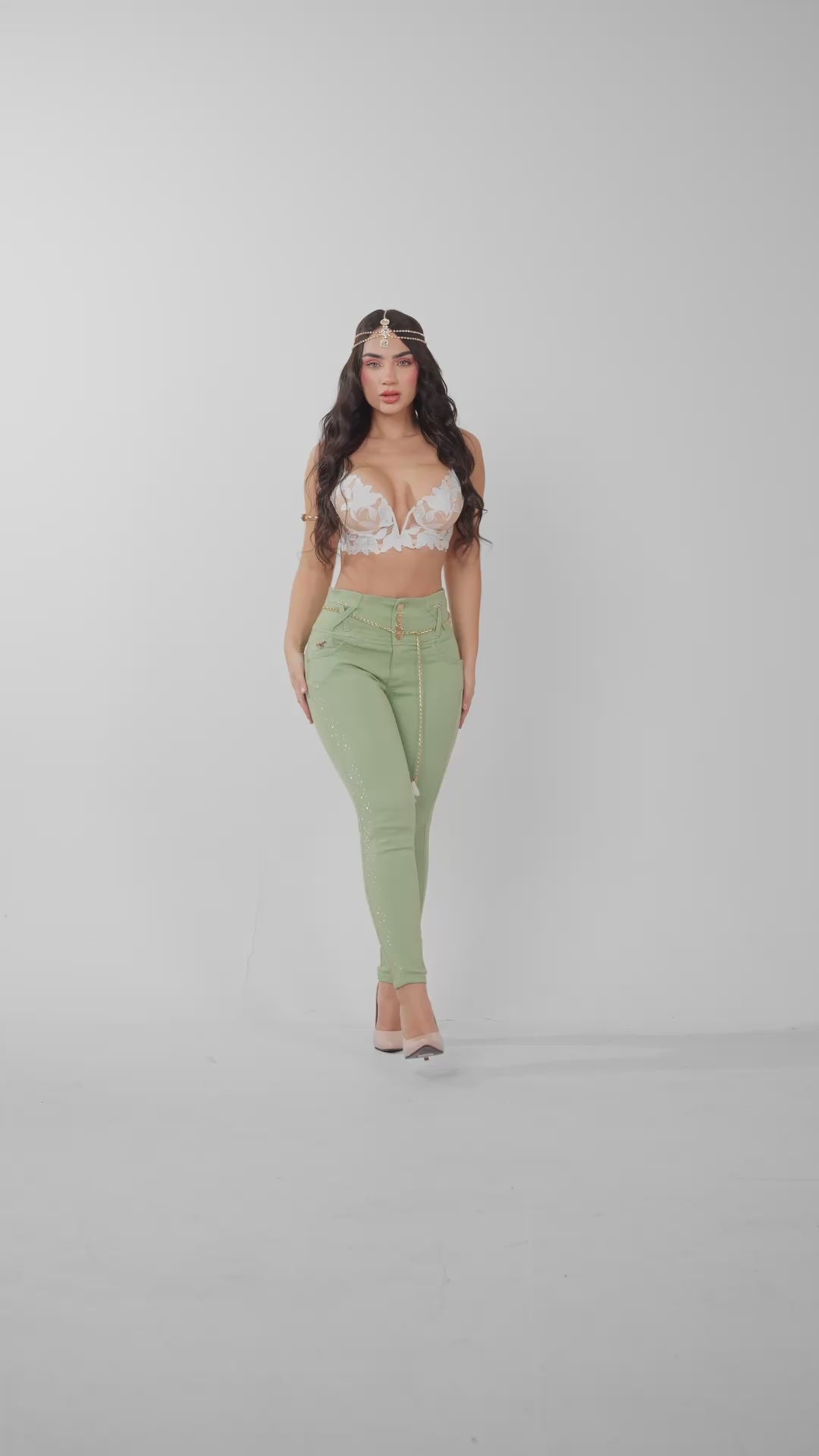SKINNY JEANS VERDE PUSH UP 7092